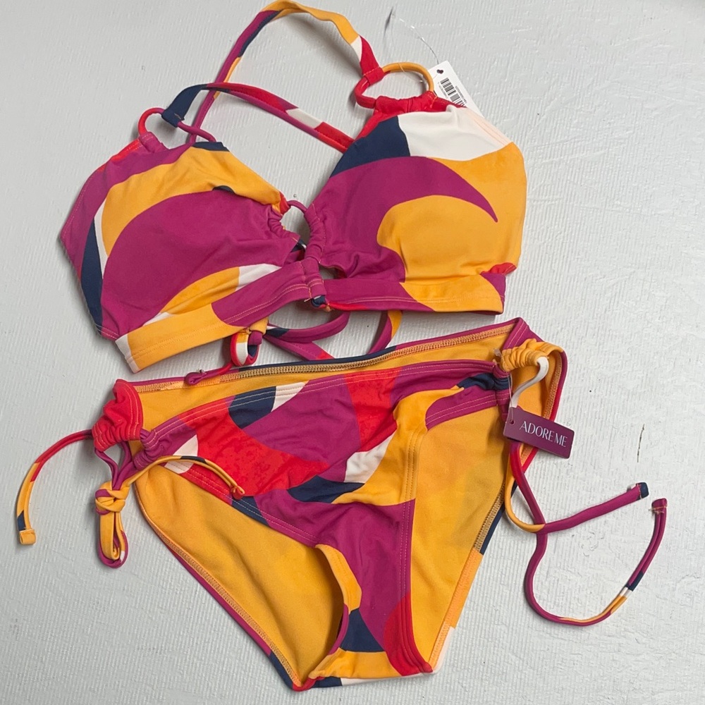 Adore Me Pink and Orange Bikini Set